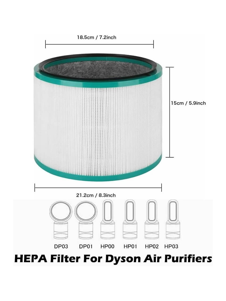 Dyson DP01 DP03 HP01 HP02 Compatible Replacement Filter (HEPA + Karbon)